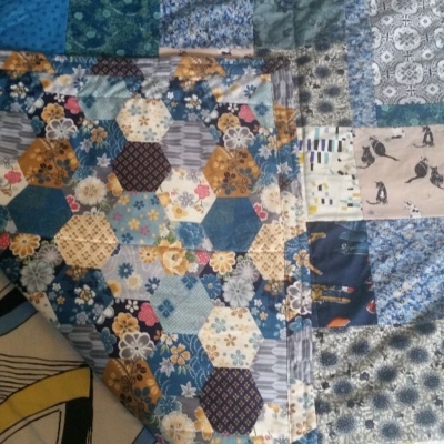 'Patchwork' printed back of Lia&Anthony's wedding quilt
