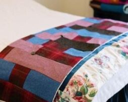 Colefax And Fowler With Blue Azure Velvet And Harris Tweed Quilt