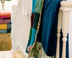 Brights Velvet And Harris Tweed Patchwork & Quilted Throw 100% British Made.