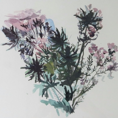 springflowers- watercolour'16-47by47cm-framed-£150