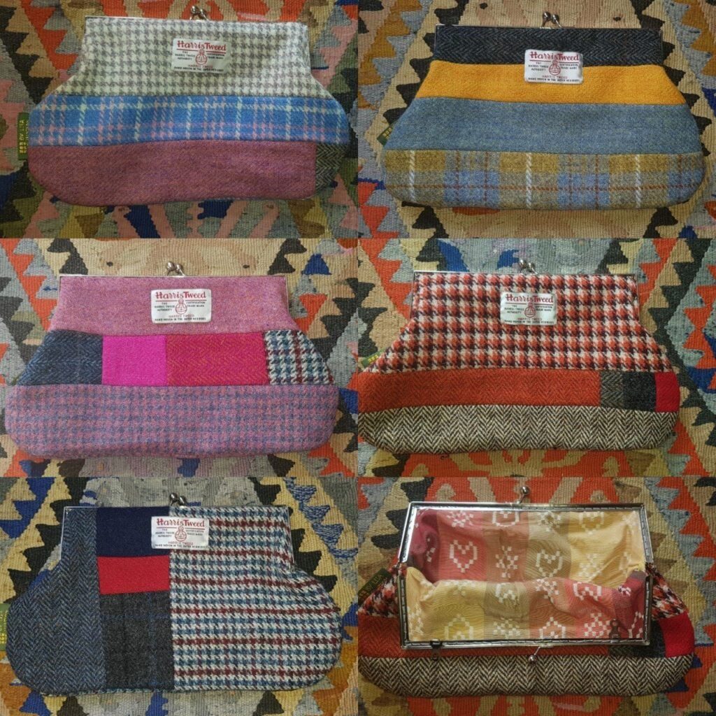 NEW product; Harris Tweed patchwork clasp purses - one of a kind and 100% British Made
