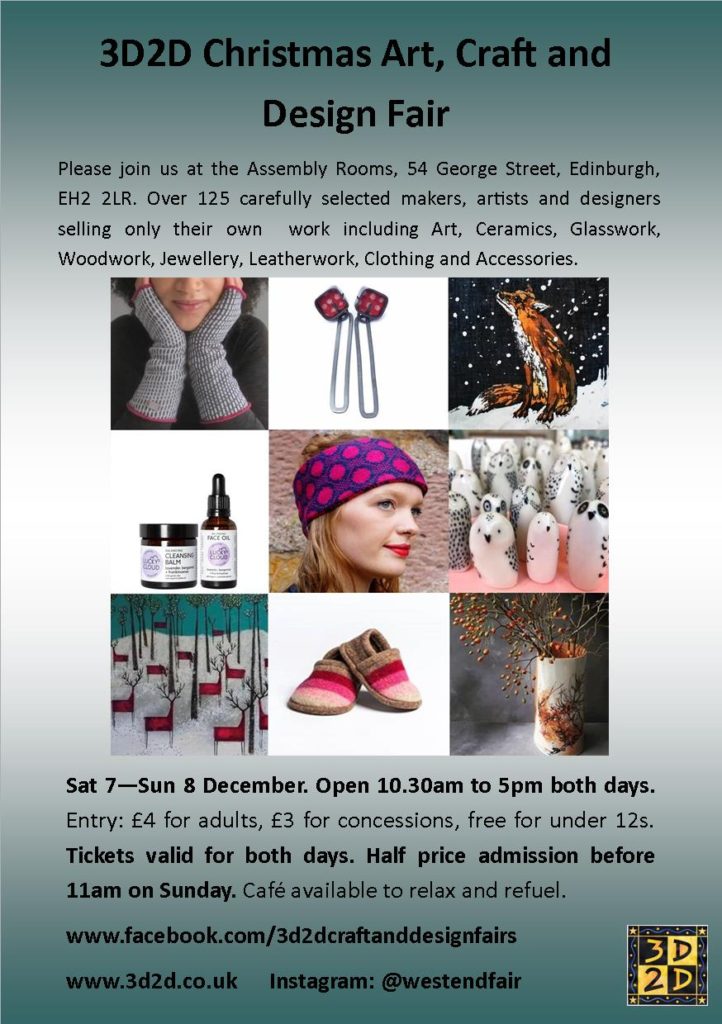 Find me and my madeinGB quilts, cushions & more at the gorgeous Assembly Rooms in Edinburgh this weekend for 3D2D Festive Fair. 