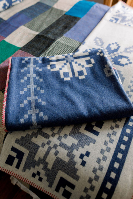 BIG Fair Isle Design Reversible Wool Blankets In Sea Holly & Silver Colourway - LOW STOCK - Image 3