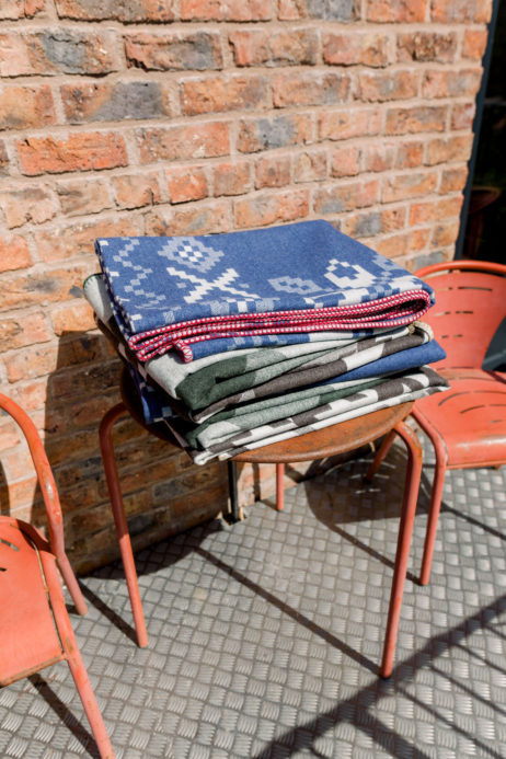 BIG Fair Isle Design Reversible Wool Blankets In Sea Holly & Silver Colourway - LOW STOCK - Image 4