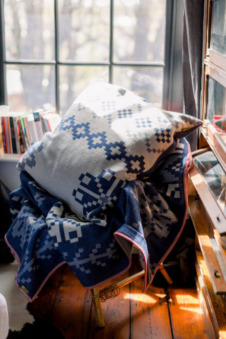 BIG Fair Isle Design Reversible Wool Blankets In Sea Holly & Silver Colourway - LOW STOCK - Image 5