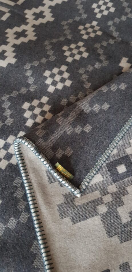 BIG Fair Isle Design Reversible Wool Blankets In Monsoon & Silver Colourway - Image 3