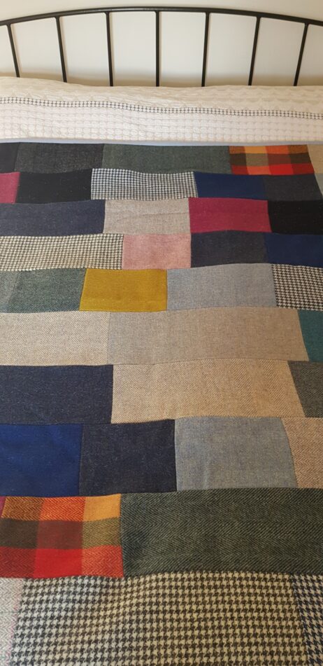 Colourful Handmade Harris Tweed King-size Patchwork Quilt - Image 2