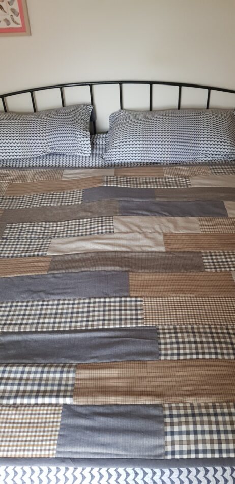 Two Lighter Weight Patchwork Quilts Stitched With Shirting Fabrics - Image 3