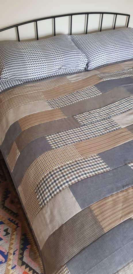 Two Lighter Weight Patchwork Quilts Stitched With Shirting Fabrics - Image 2